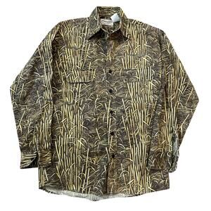 Vtg Cornfield Camo Farmland Button-Up Shirt Mens Small USA Hunting Utility Work